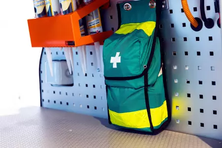 First aid kits and fire extinguishers for your work vehicle.